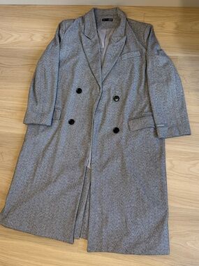 Men's or women’s Double-Breasted Gray Herringbone Pea Coat